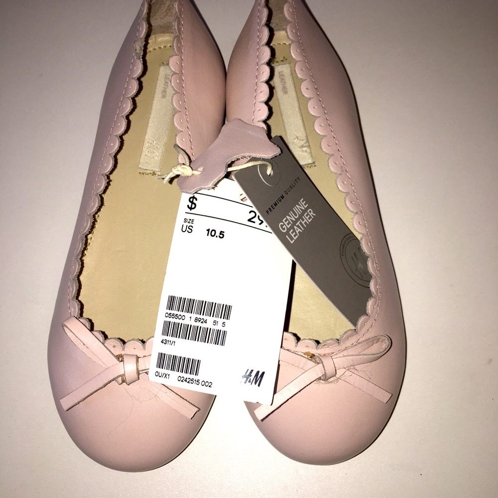 BRAND NEW leather pale pink/ blush ballet flats (sizes 10.5, 1 and 2)
